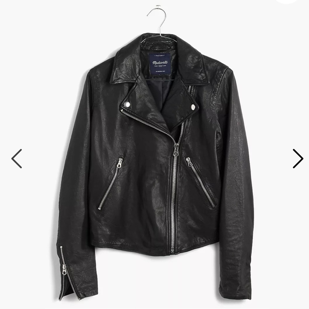 Madewell Washed Leather Motorcycle Jacket size XS Black